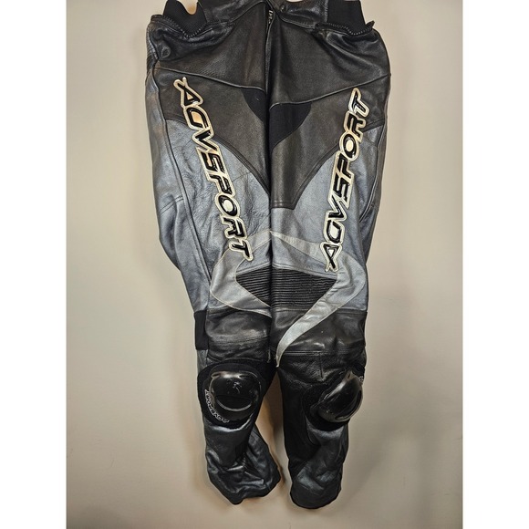 AGVSPORT Other - AGVSPORT Leather Motorcycle Racing Pants Black Silver Knee Sliders Size 44